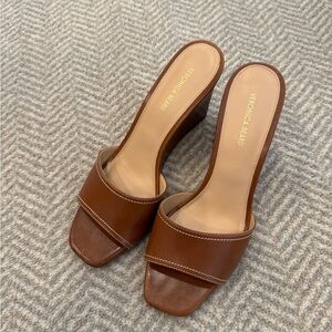 Veronica Beard Tan Leather Mules